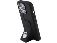 Funda Karl Lagerfeld Gripstand Saffiano Choupette Pins para iPhone 15 Pro Max - negra