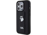 Funda Karl Lagerfeld Gripstand Saffiano Choupette Pins para iPhone 15 Pro Max - negra