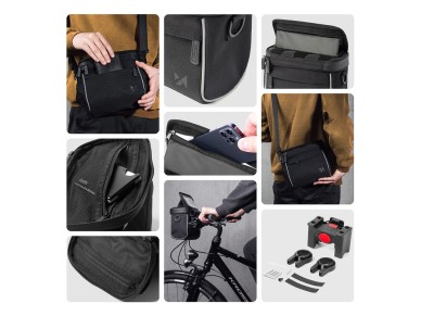 Wozinsky Handlebar Bag Bike Shoulder Bag Black (WBHBB-01) Wozinsky Handlebar Bag Bike Shoulder Bag Black (WBHBB-01)