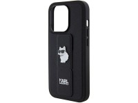 Funda Karl Lagerfeld Gripstand Saffiano Choupette Pins para iPhone 15 Pro Max - negra