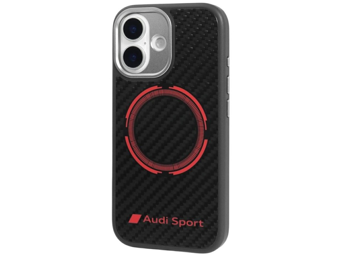 Capa MagSafe Audi RSQ Carbon Fiber Sport Red Circle para iPhone 17 - Preta