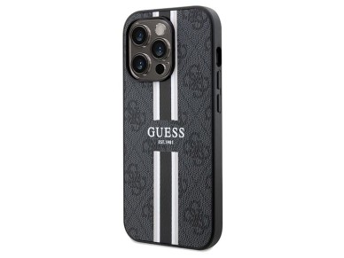 Funda Guess 4G con estampado de rayas y MagSafe para iPhone 15 Pro Max - negra Funda Guess 4G con estampado de rayas y MagSafe para iPhone 15 Pro Max - negra