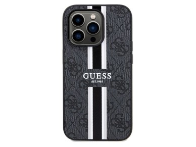Funda Guess 4G con estampado de rayas y MagSafe para iPhone 15 Pro Max - negra Funda Guess 4G con estampado de rayas y MagSafe para iPhone 15 Pro Max - negra