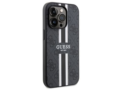 Funda Guess 4G con estampado de rayas y MagSafe para iPhone 15 Pro Max - negra Funda Guess 4G con estampado de rayas y MagSafe para iPhone 15 Pro Max - negra