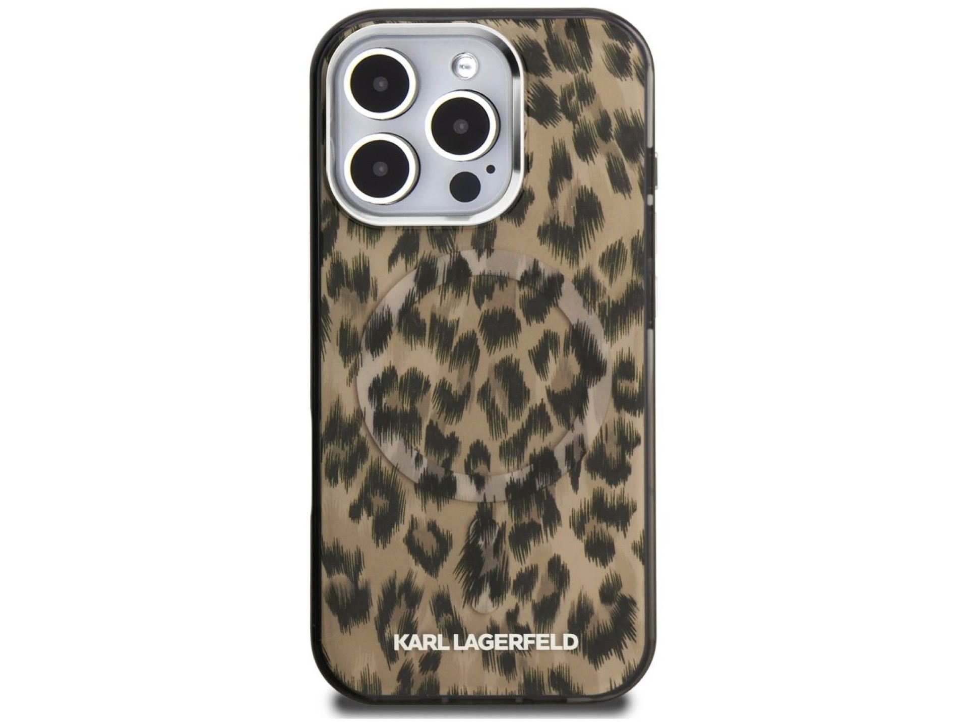 Funda Karl Lagerfeld IML con estampado de leopardo y MagSafe para iPhone 16 Pro Max - Marrón