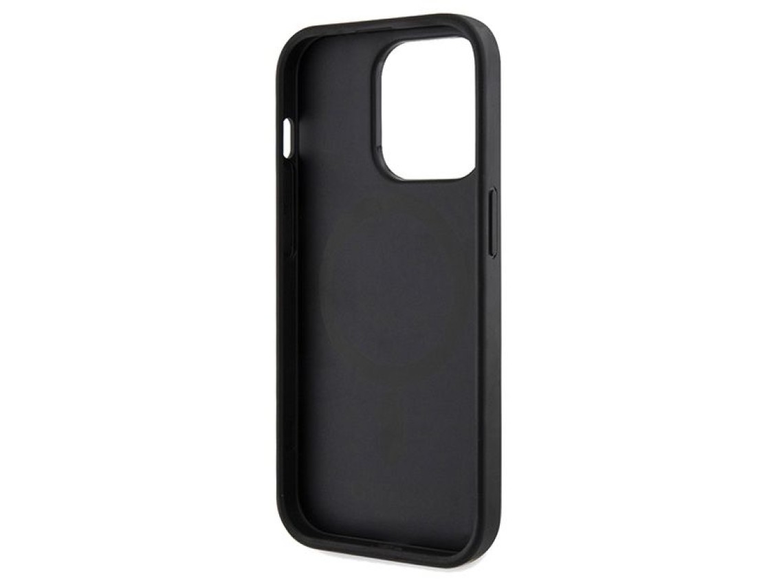 Funda Guess 4G con estampado de rayas y MagSafe para iPhone 15 Pro Max - negra