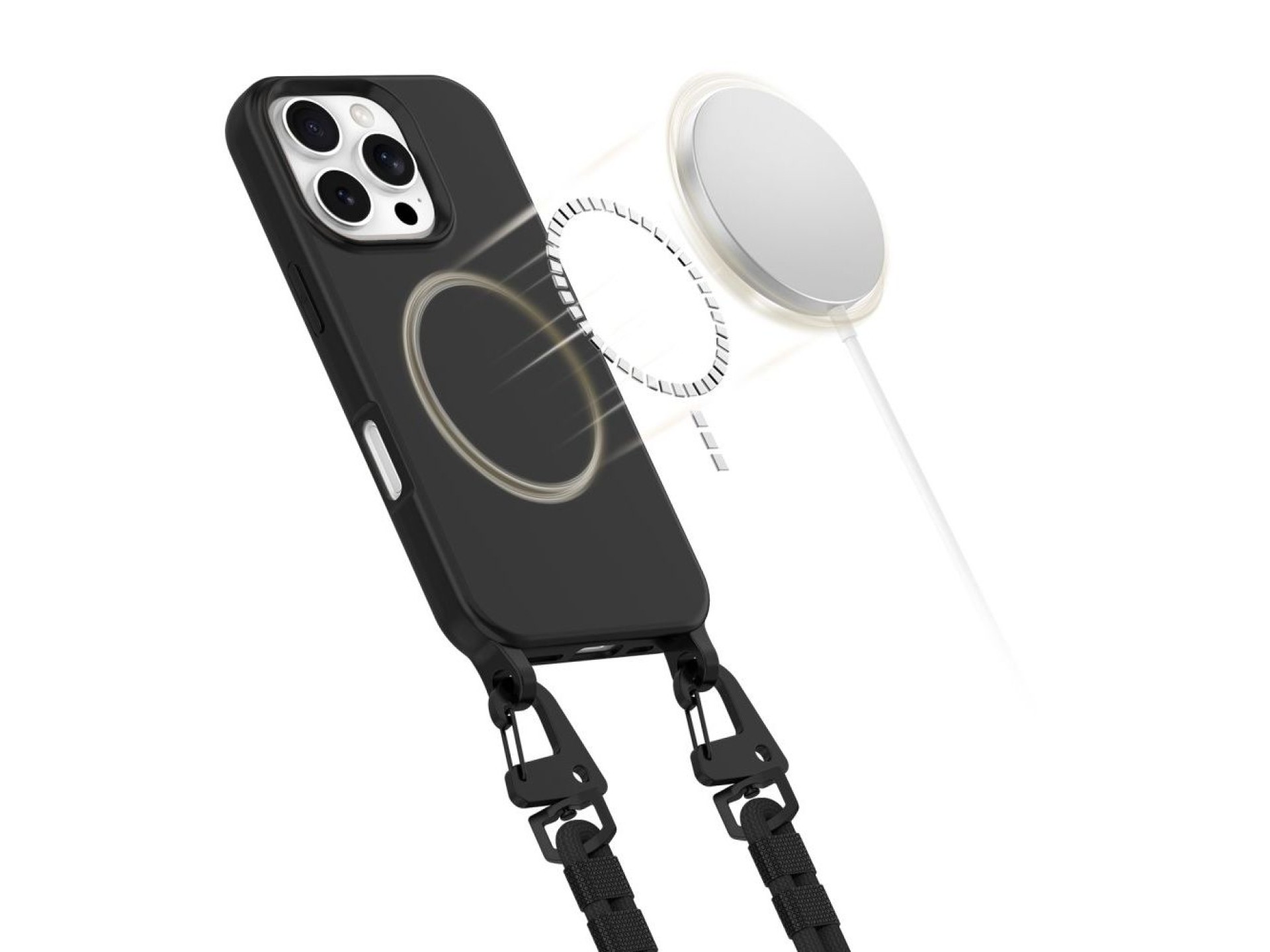 Capa Tech-Protect MagNecklace MagSafe com cordão para iPhone 16 Pro - Preta