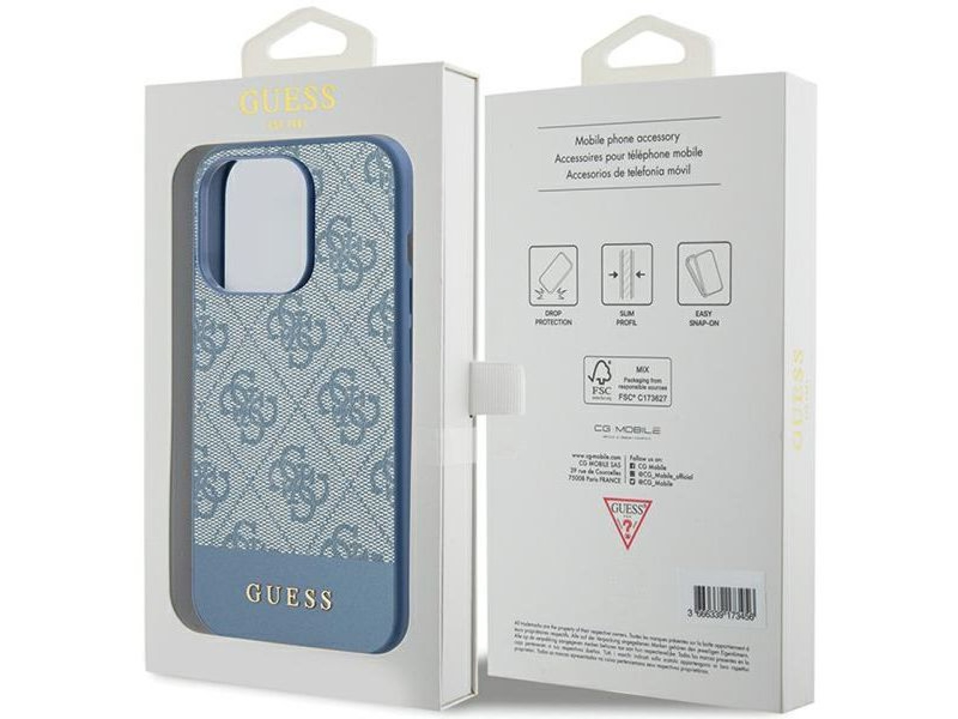 Guess 4G Stripe Collection case for iPhone 15 Pro - blue