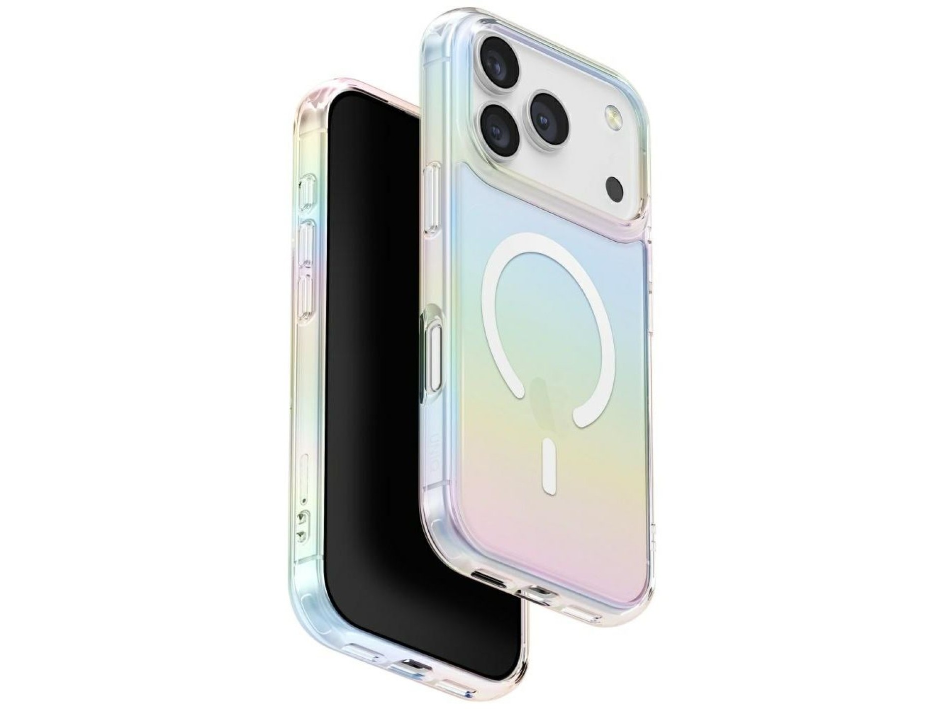 Capa Uniq Iridescia para iPhone 17 Pro Max com carregamento Magclick - Multicolorida