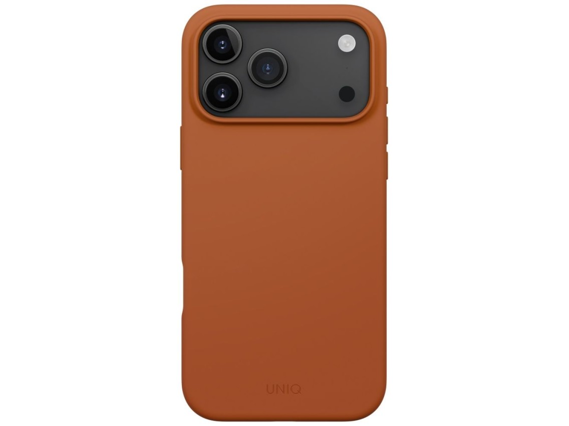Capa Uniq Lino para iPhone 17 Pro Max com carregamento Magclick - Laranja