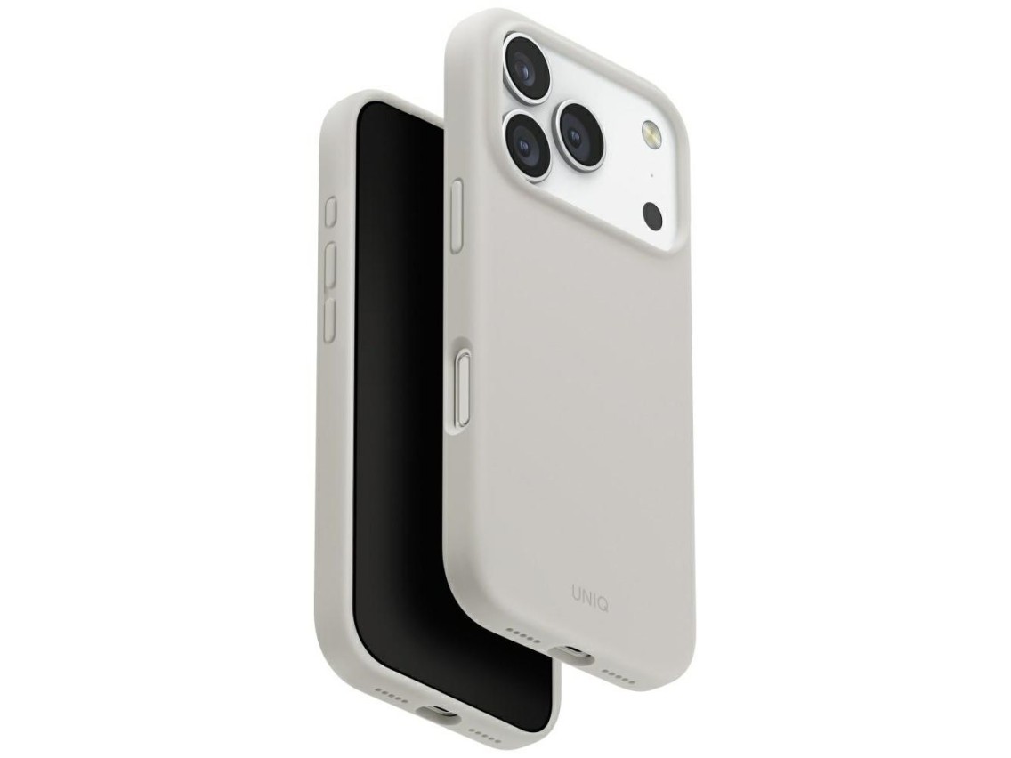 Funda con carga Magclick de Uniq Lino para iPhone 17 Pro - Gris