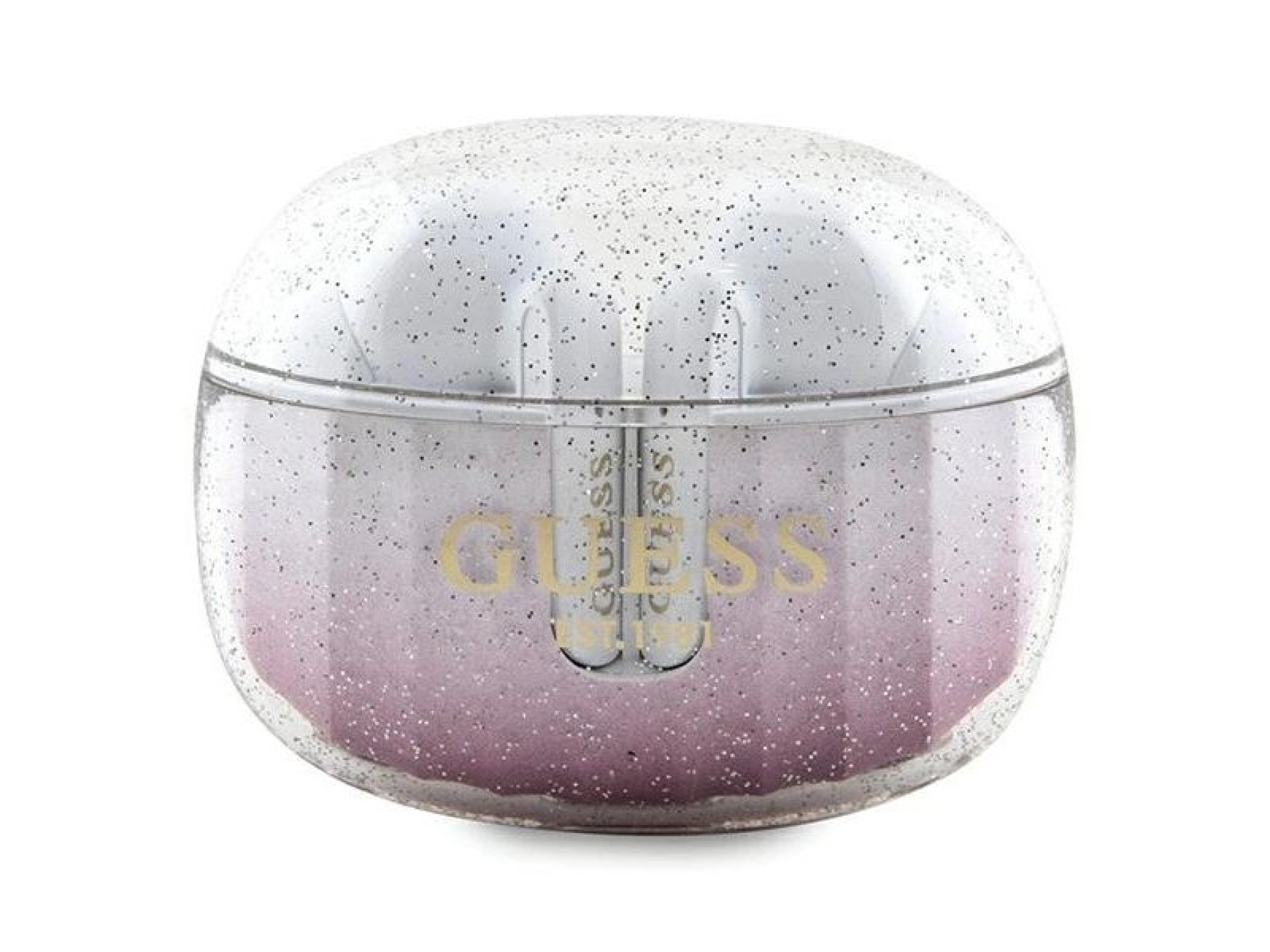 Guess Glitter Gradient TWS Bluetooth headphones + docking station - pink