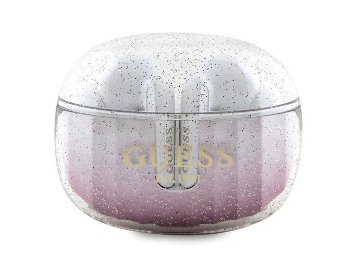 Guess Glitter Gradient TWS Bluetooth headphones + docking station - pink