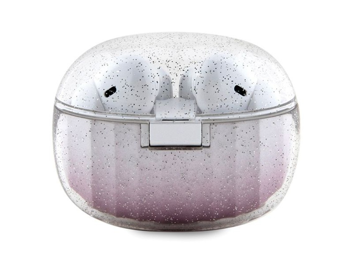 Guess Glitter Gradient TWS Bluetooth headphones + docking station - pink