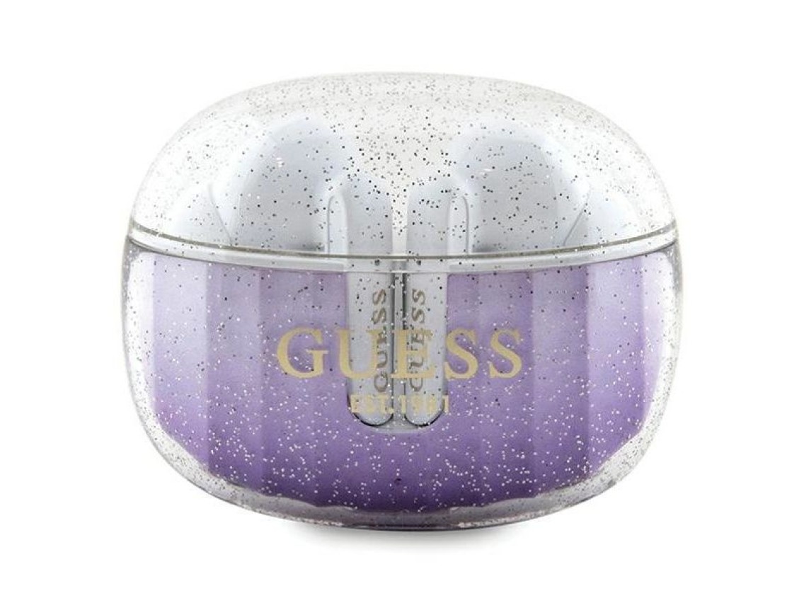Guess Glitter Gradient TWS Bluetooth headphones with docking station - purple