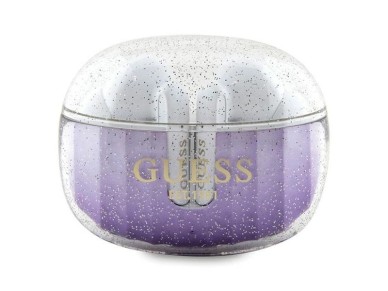 Guess Glitter Gradient TWS Bluetooth headphones with docking station - purple Guess Glitter Gradient TWS Bluetooth headphones with docking station - purple