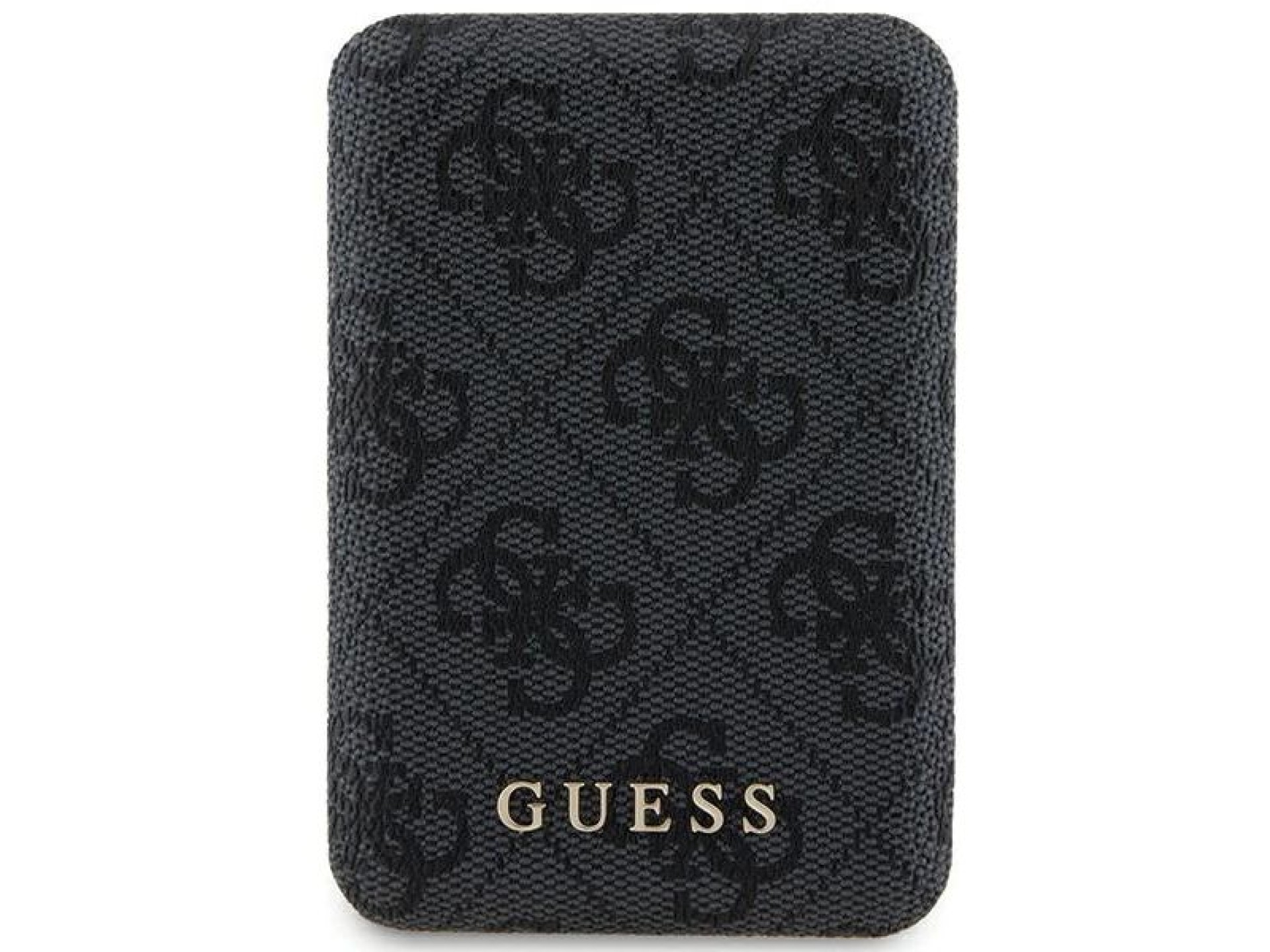 Guess Powerbank inductive 15W GUPB5FP4EMGK 5000mAh black/black 4G Leather Metal Logo MagSafe