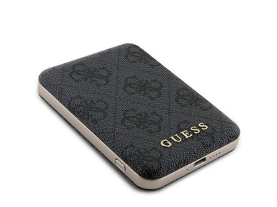 Guess Powerbank inductive 15W GUPB5FP4EMGK 5000mAh black/black 4G Leather Metal Logo MagSafe Guess Powerbank inductive 15W GUPB5FP4EMGK 5000mAh black/black 4G Leather Metal Logo MagSafe