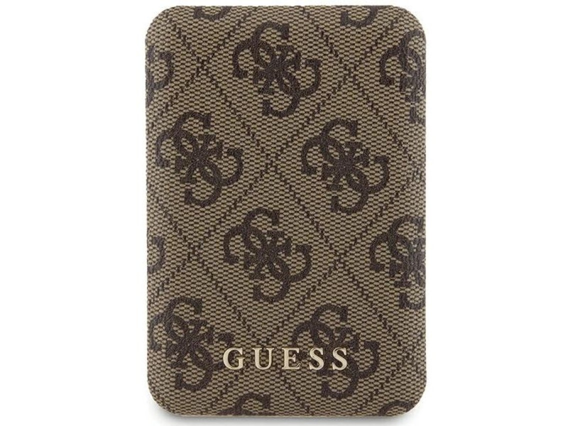 Guess Powerbank inductive 15W GUPB5FP4EMGW 5000mAh brown/brown 4G Leather Metal Logo MagSafe