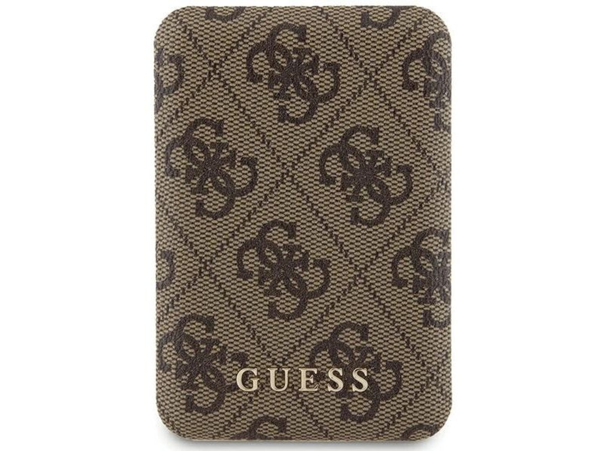 Guess Powerbank inductive 15W GUPB5FP4EMGW 5000mAh brown/brown 4G Leather Metal Logo MagSafe