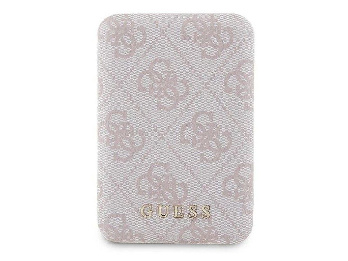 Guess Powerbank inductive 15W GUPB5FP4EMGP 5000mAh pink/pink 4G Leather Metal Logo MagSafe
