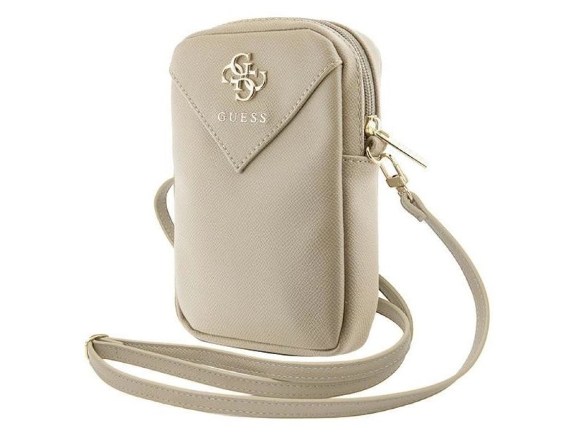Bolsa para celular Guess Zip Triangle 4G - dourada