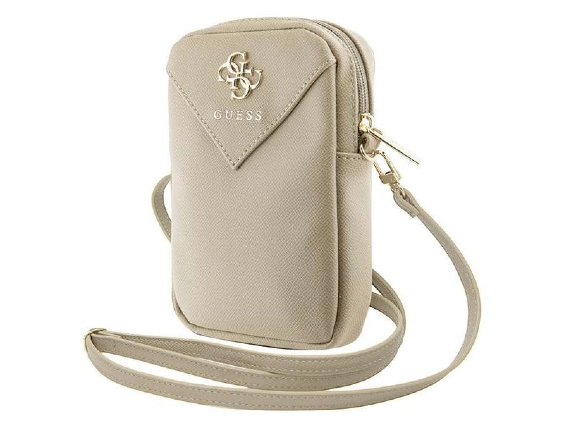 Bolsa para celular Guess Zip Triangle 4G - dourada