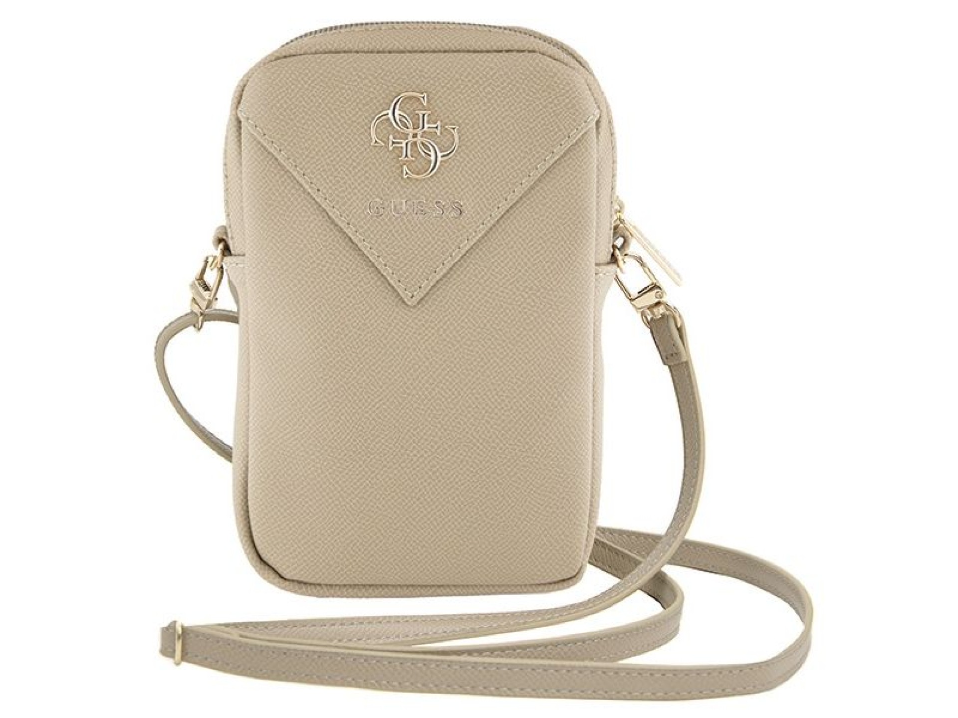 Bolsa para celular Guess Zip Triangle 4G - dourada