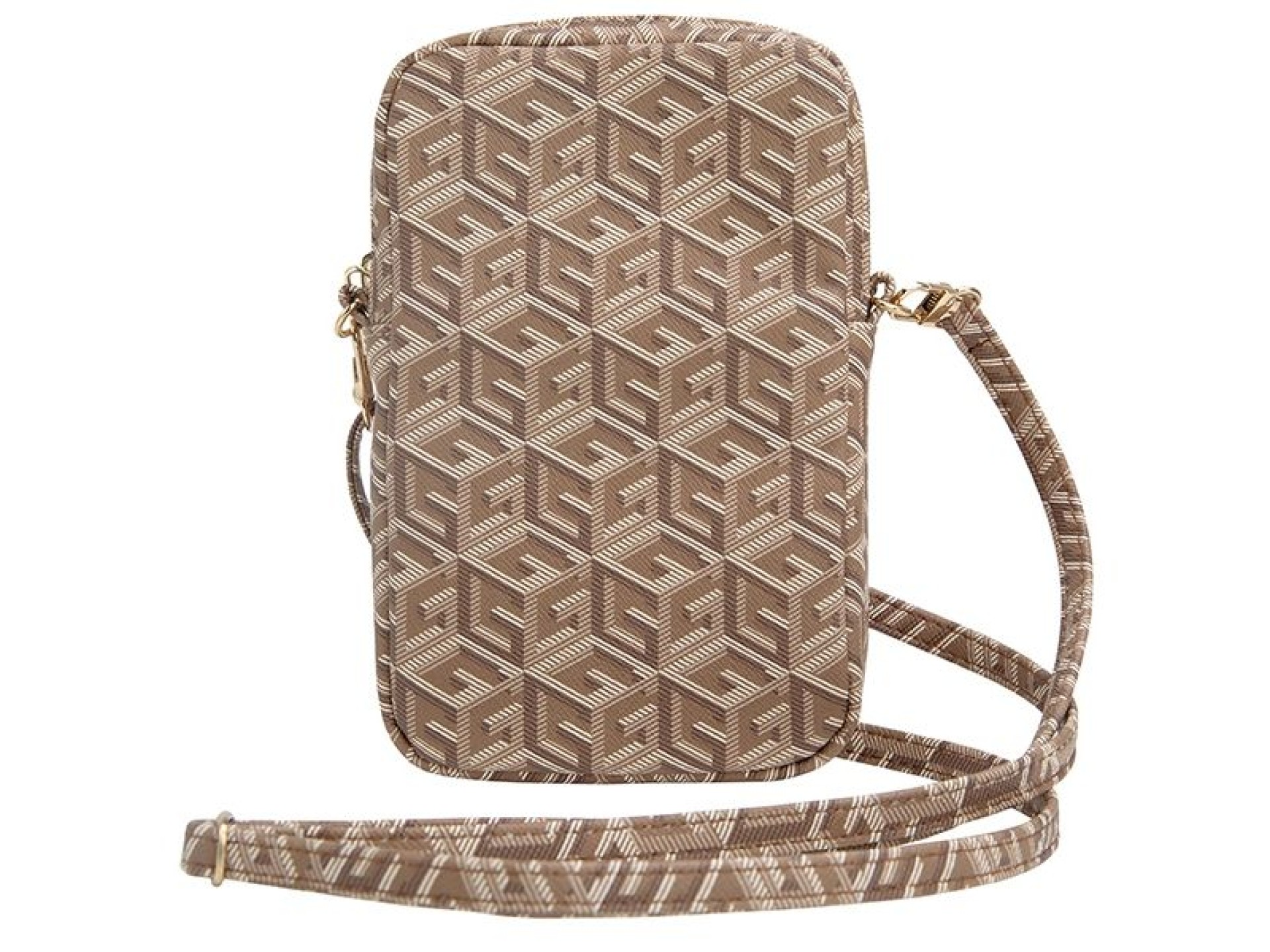 Bolsa para celular Guess Zip GCube Bottom Stripe - marrom