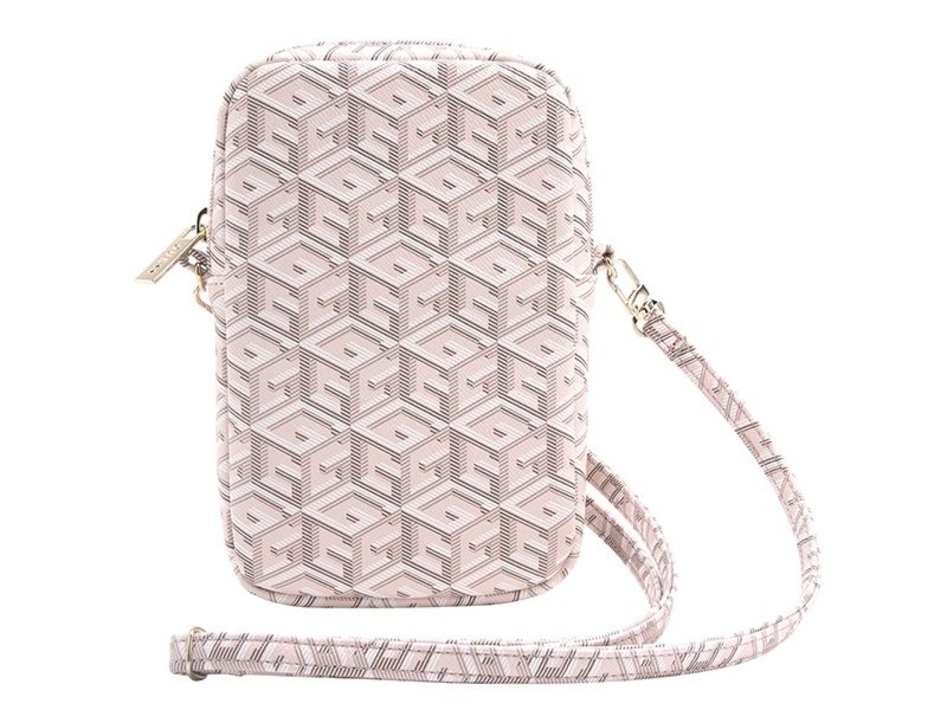 Bolso para teléfono Guess Zip GCube Bottom Stripe - rosa