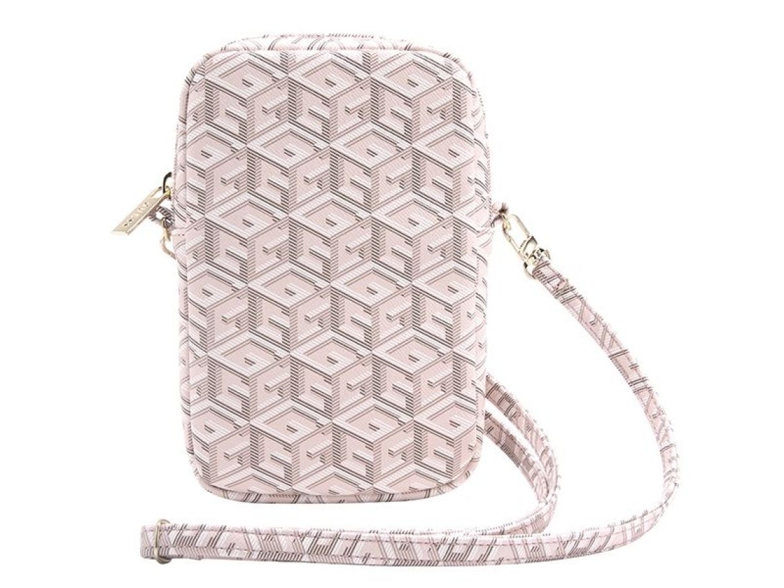 Bolso para teléfono Guess Zip GCube Bottom Stripe - rosa