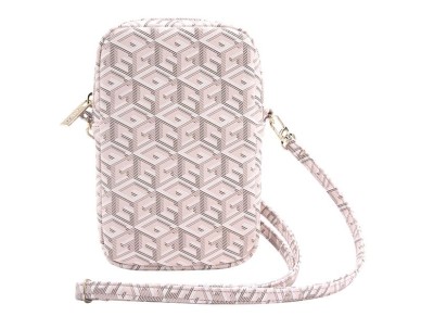 Guess Zip GCube Bottom Stripe phone bag - pink Guess Zip GCube Bottom Stripe phone bag - pink
