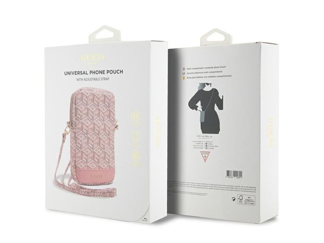 Bolso para teléfono Guess Zip GCube Bottom Stripe - rosa