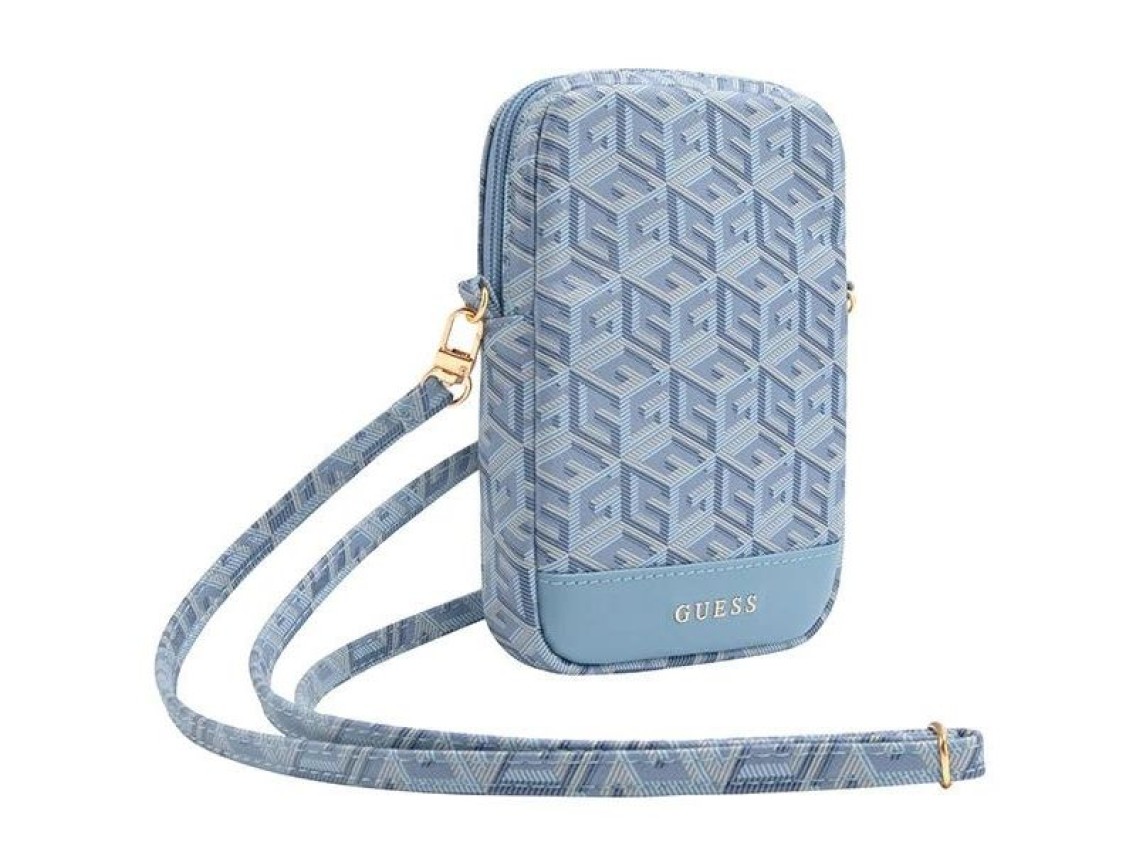 Bolso para teléfono Guess Zip GCube Bottom Stripe - azul