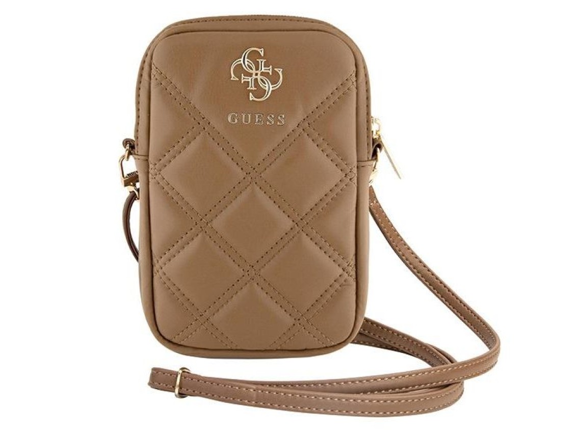 Bolso Guess Zip Quilted 4G - marrón