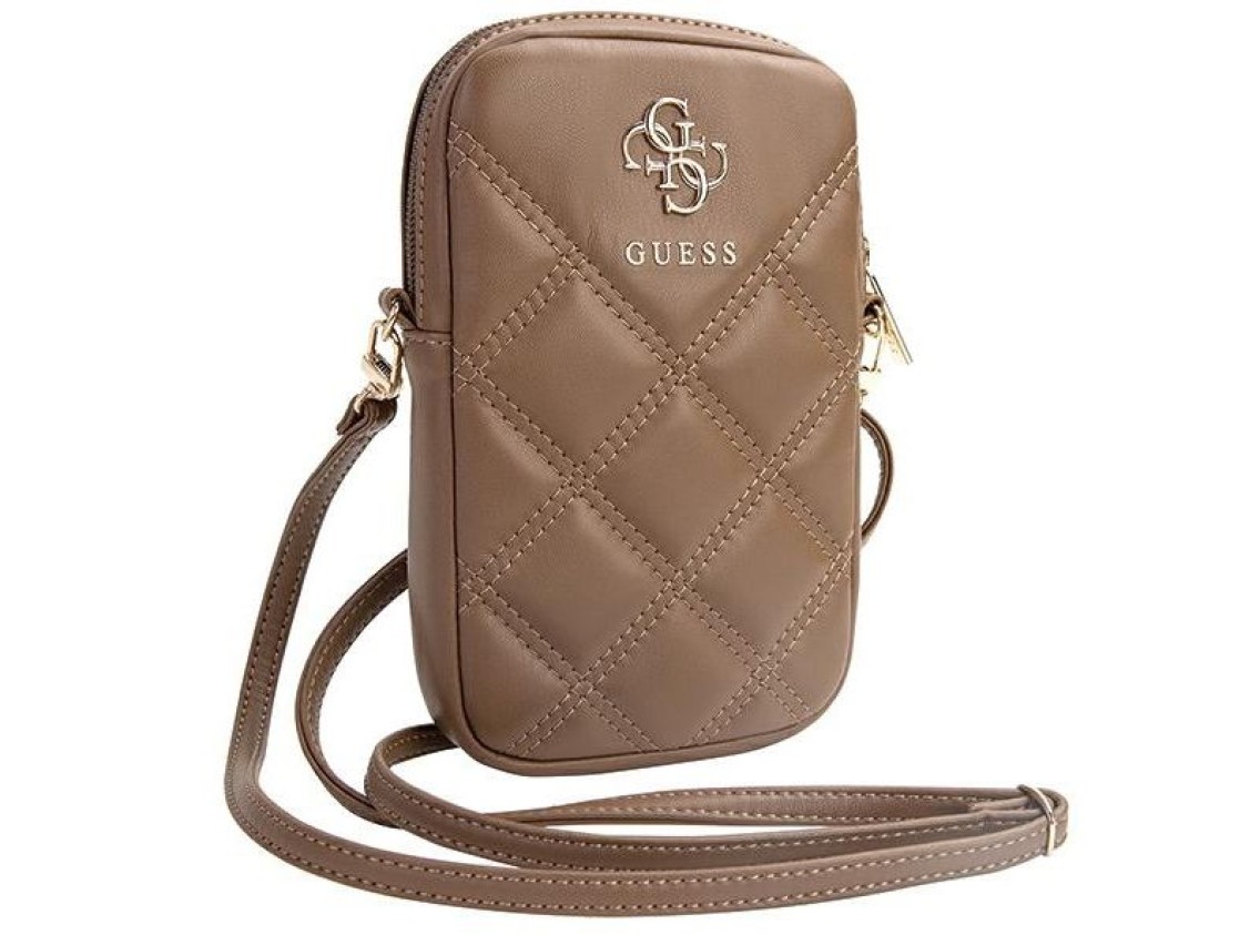 Bolso Guess Zip Quilted 4G - marrón