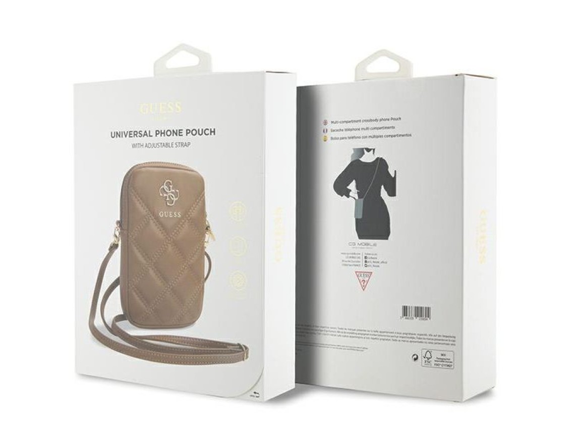 Bolso Guess Zip Quilted 4G - marrón