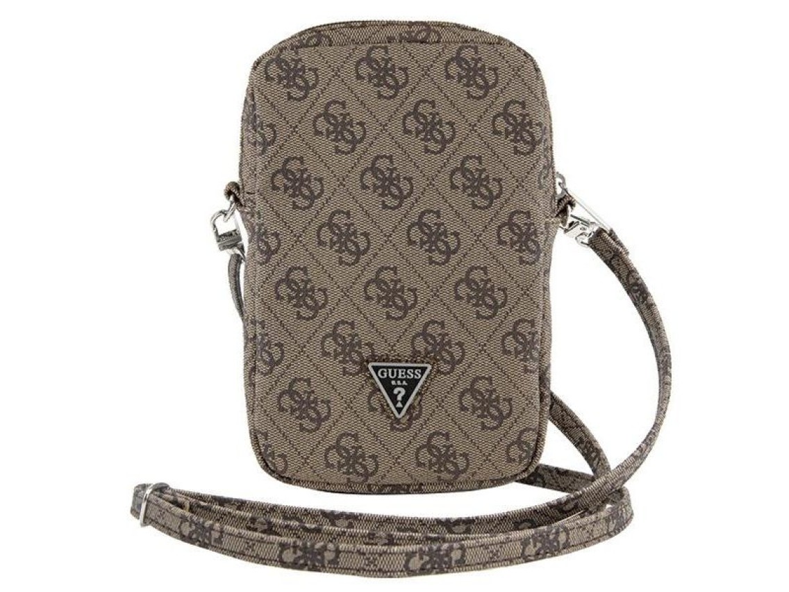 Bolsa triangular Guess Zip 4G - marrom