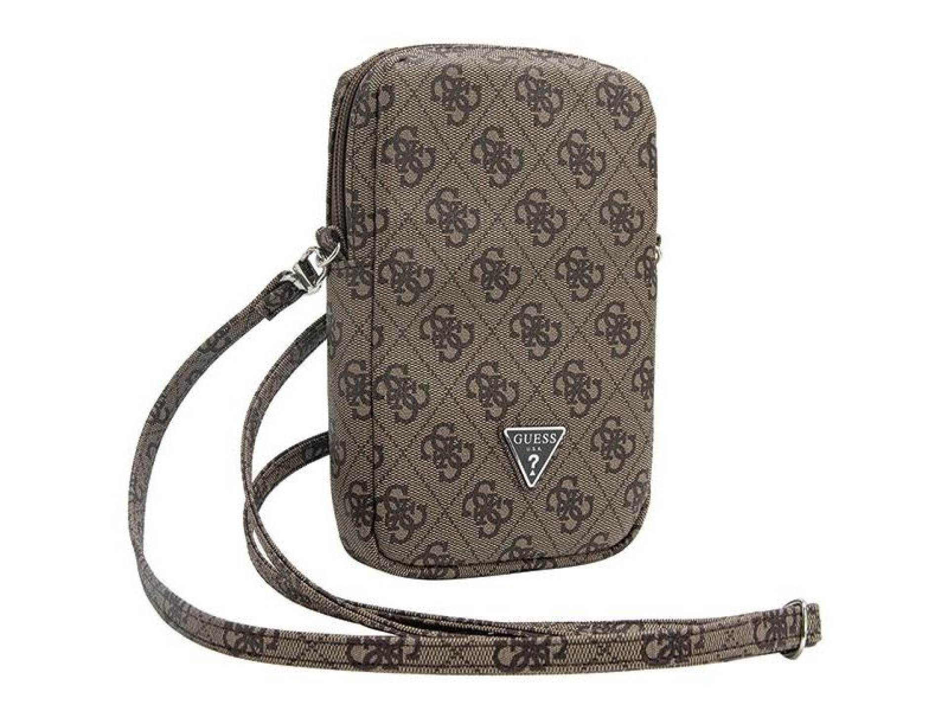 Bolsa triangular Guess Zip 4G - marrom