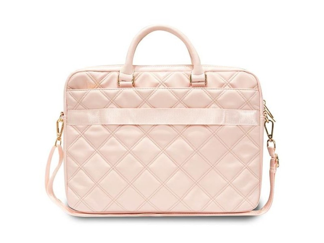 Guess Quilted 4G bag for a 16" laptop - pink