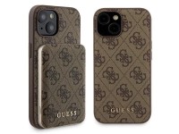 Funda Guess 4G con logo met�lico para iPhone 15 + bater�a externa MagSafe de 5000 mAh - marr�n