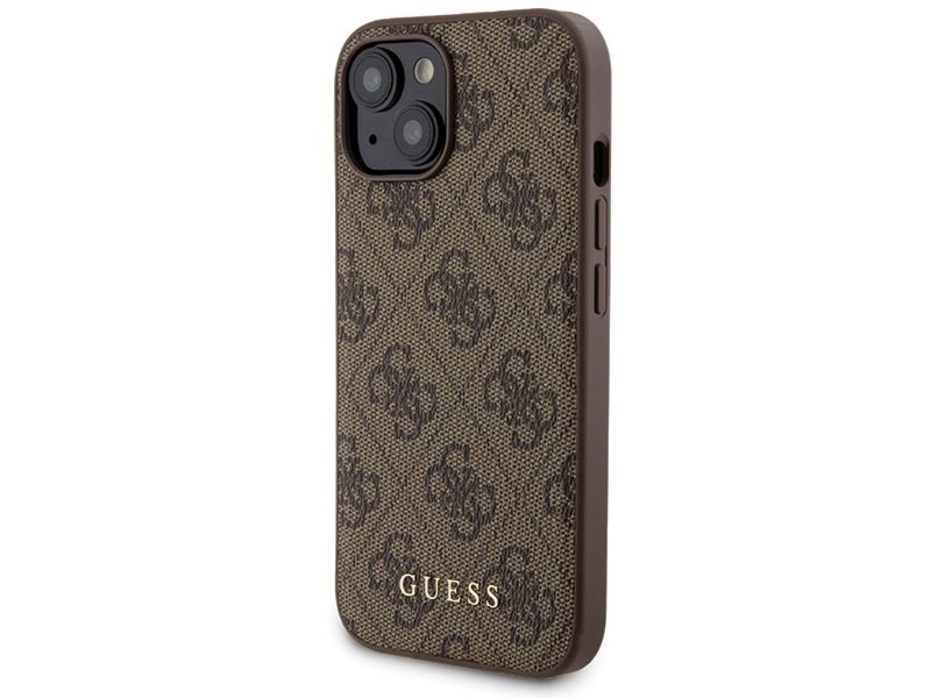 Conjunto Guess 4G com capa Metal Logo para iPhone 15 + carregador portátil MagSafe de 5000mAh - marr