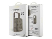 Conjunto Guess 4G com capa Metal Logo para iPhone 15 + carregador port�til MagSafe de 5000mAh - marr