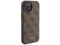 Conjunto Guess 4G com capa Metal Logo para iPhone 15 + carregador port�til MagSafe de 5000mAh - marr