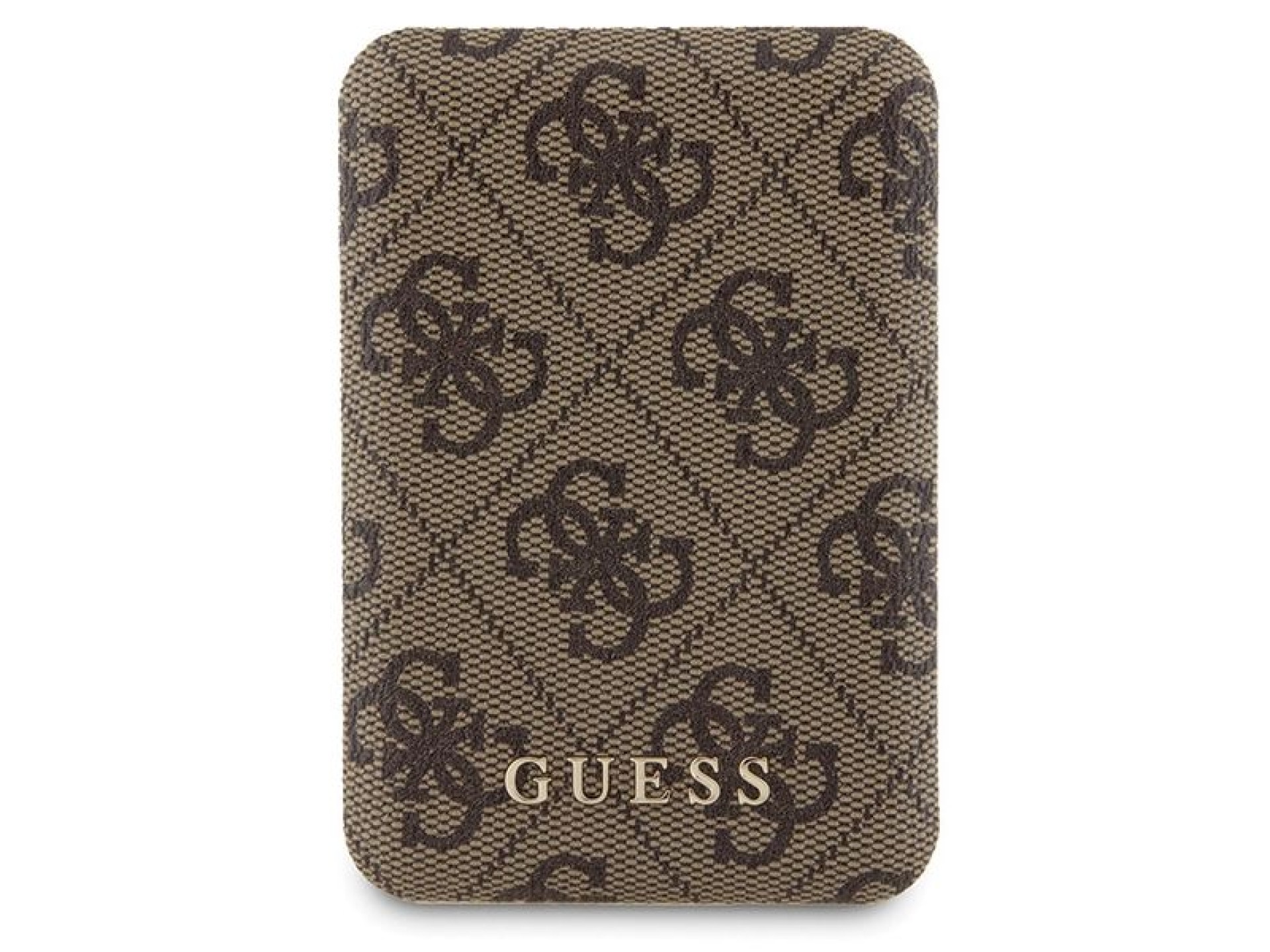 Conjunto Guess 4G com capa Metal Logo para iPhone 15 + carregador portátil MagSafe de 5000mAh - marr