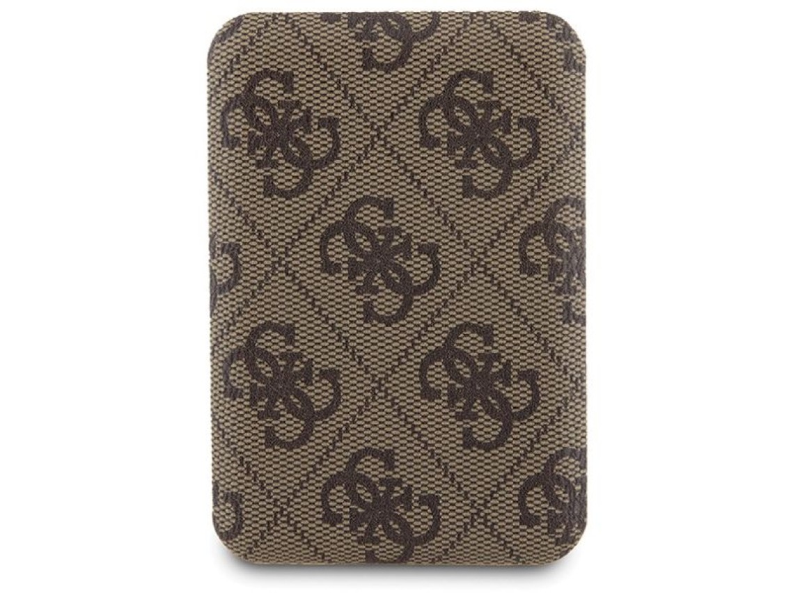 Conjunto Guess 4G com capa Metal Logo para iPhone 15 + carregador port�til MagSafe de 5000mAh - marr