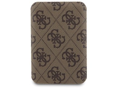 Funda Guess 4G con logo met�lico para iPhone 15 + bater�a externa MagSafe de 5000 mAh - marr�n