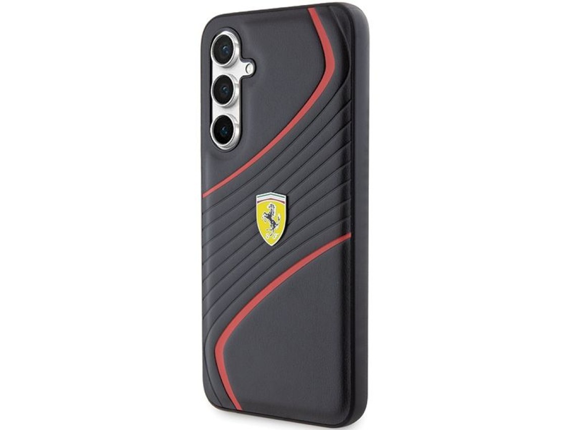 Funda Ferrari Twist Metal Logo para Samsung Galaxy S23 FE - negra