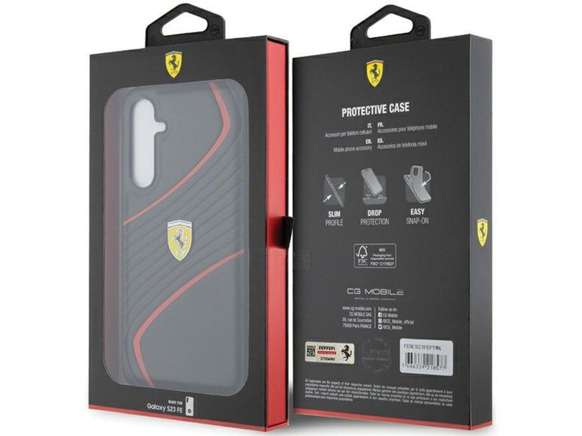 Funda Ferrari Twist Metal Logo para Samsung Galaxy S23 FE - negra