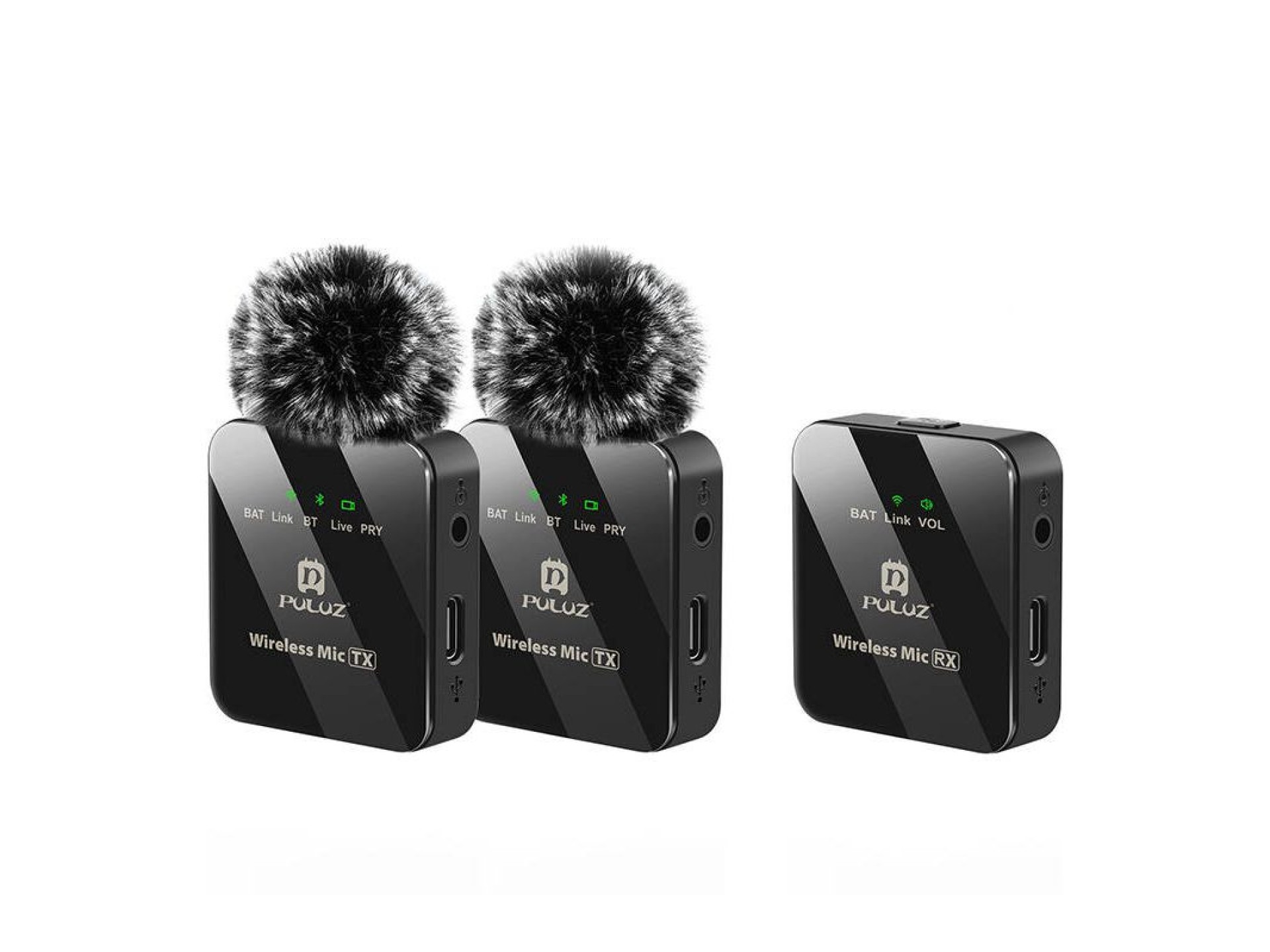 Microfone de lapela sem fio PULUZ 2 TX + 1 RX